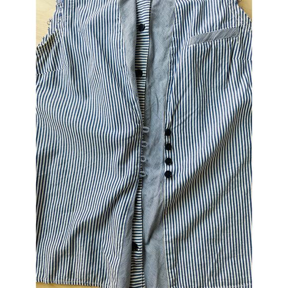 Women's Pinstripe Blouse Size Small/6 Sleeveless Summer Unique Statement Style - Picture 6 of 9
